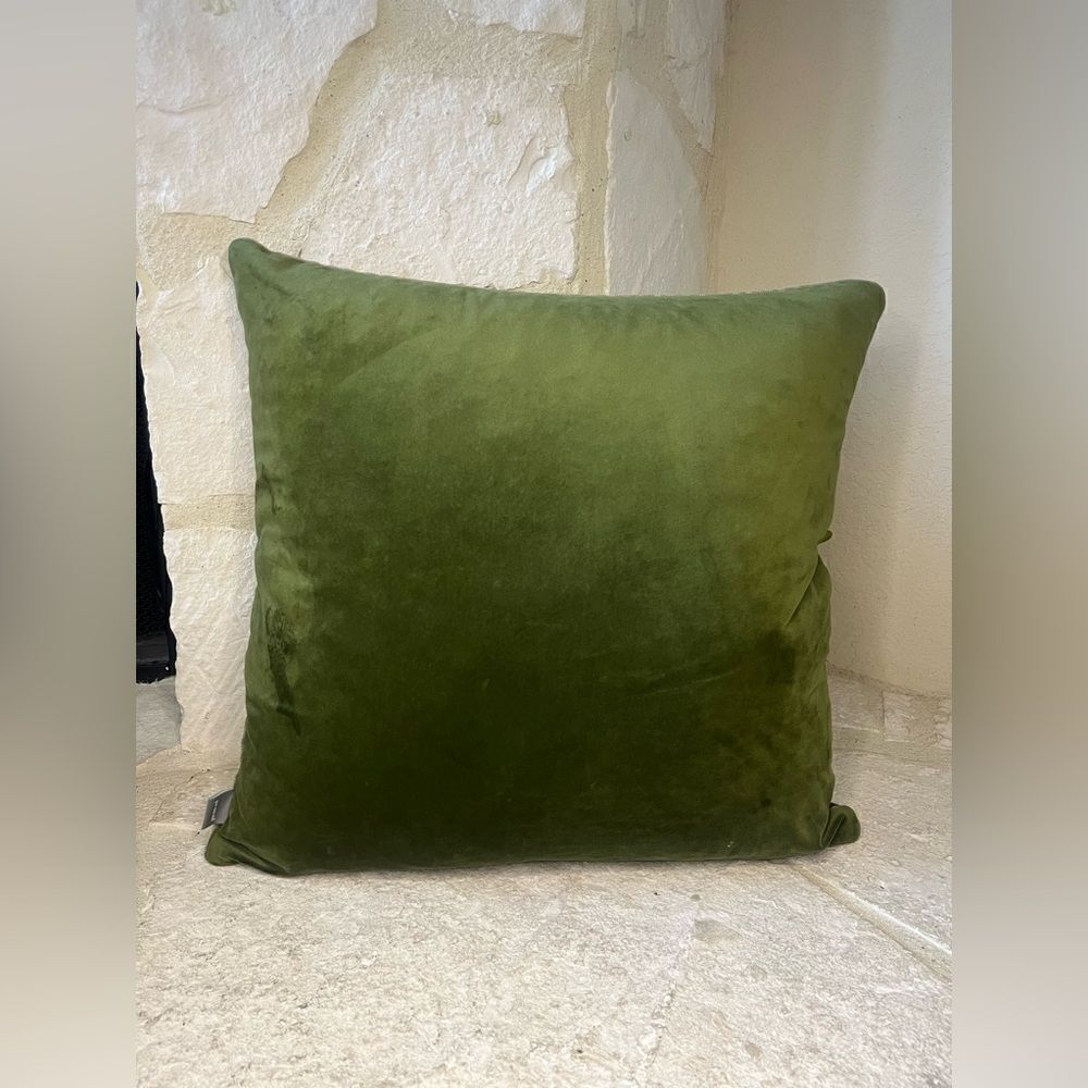 PAD Home Design Germany olive sage green & beige accent feather Pillow